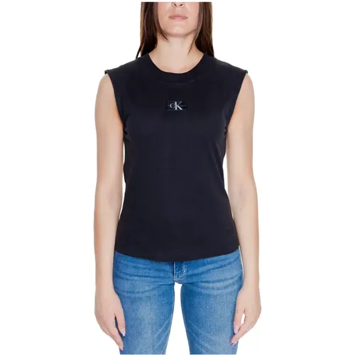 Gewebtes Label T-Shirt Herbst/Winter Kollektion , Damen, Größe: S - Calvin Klein Jeans - Modalova