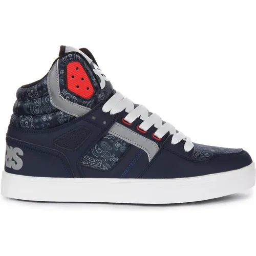 Navy Paisly Red Skateboard Shoes , male, Sizes: 8 1/2 UK - Osiris - Modalova