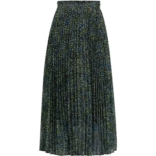 Printed Pleated Georgette Maxi Skirt , female, Sizes: XL - Hugo Boss - Modalova