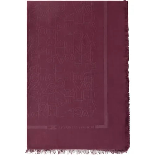 Jacquard Scarf Rouge Noir Bordeaux , female, Sizes: ONE SIZE - Elisabetta Franchi - Modalova