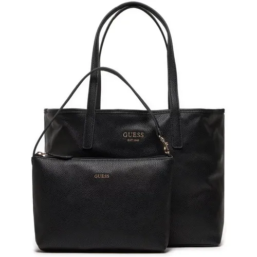 Schwarze PU-Ledertasche mit abnehmbarer Tasche - Guess - Modalova