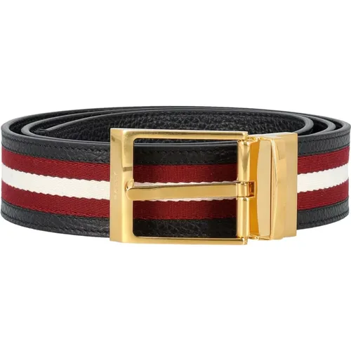 Grained leather and fabric belt , Herren, Größe: 100 CM - Bally - Modalova