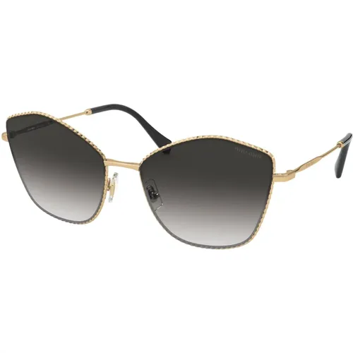 Gold/Grau Getönte Sonnenbrille , Damen, Größe: 60 MM - Miu Miu - Modalova