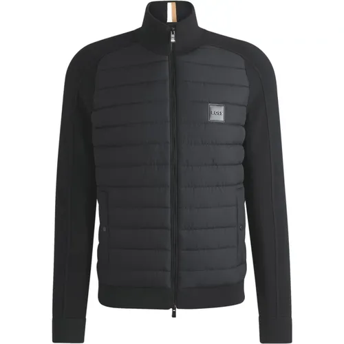 Reißverschlussjacke aus gemischten Materialien Schwarz , Herren, Größe: 2XL - Hugo Boss - Modalova