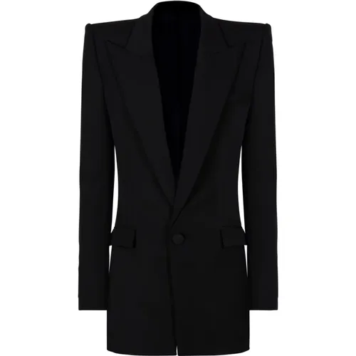 Grain de poudre 1-button jacket with shoulder pads , male, Sizes: L - Balmain - Modalova