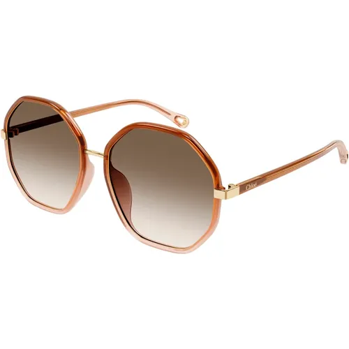 Braun Shaded Sonnenbrille , Damen, Größe: 59 MM - Chloé - Modalova