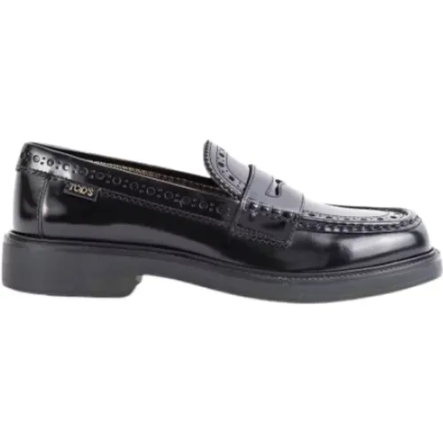 Schwarze Leder-Prepy-Loafer , Damen, Größe: 36 EU - TOD'S - Modalova