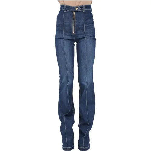 Ausgestellte Blaue Denim Jeans , Damen, Größe: W26 - Elisabetta Franchi - Modalova