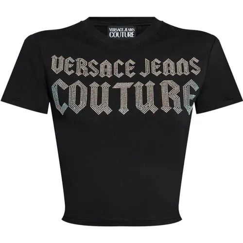 Schwarze T-Shirts & Polos für Frauen , Damen, Größe: XS - Versace Jeans Couture - Modalova