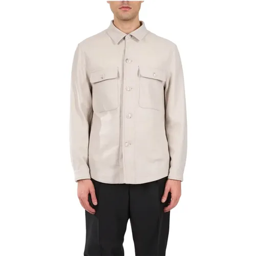 Overshirt aus reiner Wolle mit Knöpfen , Herren, Größe: M - Hugo Boss - Modalova