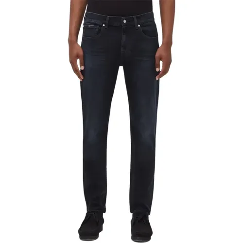 Slimmy Tapered Special Edition Stretch Tek Principle Black , male, Sizes: W33, W30 - 7 For All Mankind - Modalova