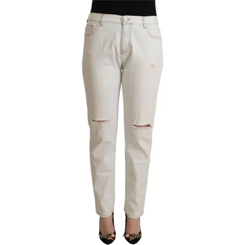 Weiße Distressed Skinny Denim Jeans - pinko - Modalova