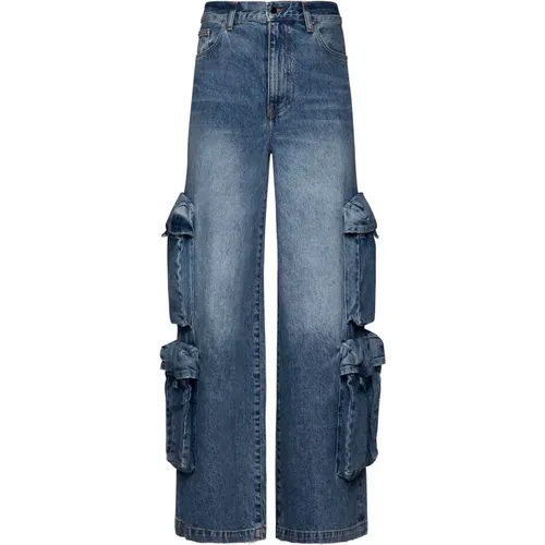 Indigo Denim Wide Leg Jeans , Damen, Größe: W27 - Amiri - Modalova