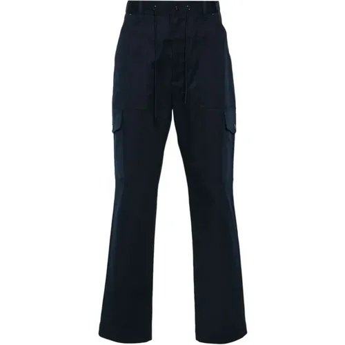 Blaue Hose Gabardine Gewebe Logo Patch - Moncler - Modalova