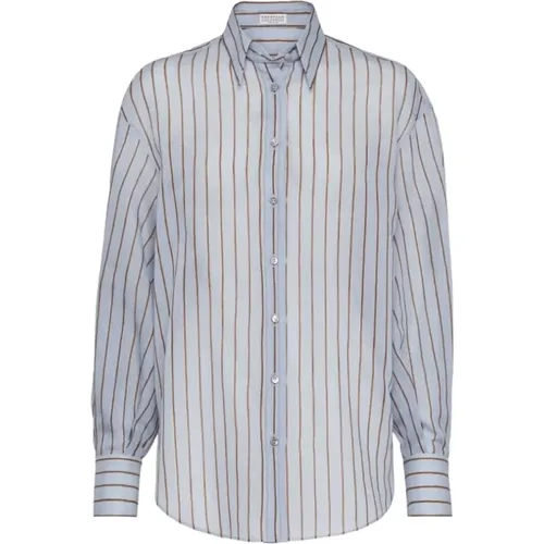 Light Striped Shirt , female, Sizes: L, M, S - BRUNELLO CUCINELLI - Modalova