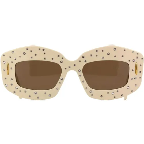 Glamorous Cat-Eye Sunglasses with Strass , female, Sizes: 49 MM - Loewe - Modalova