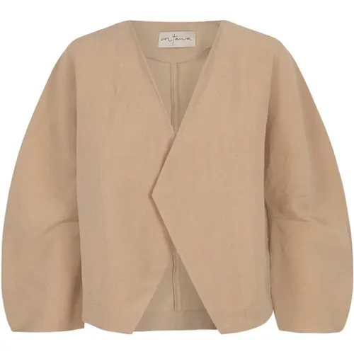 Dakota, Jacke aus Leinen und reiner Schurwolle in Rosa Sand , Damen, Größe: M - Cortana - Modalova