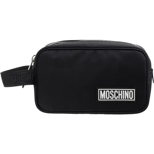 Patterned Toiletry Bag with Zip Closure , male, Sizes: ONE SIZE - Moschino - Modalova