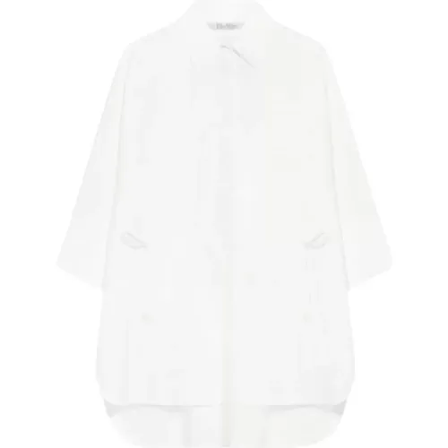Loose-fitting cotton poplin shirt , female, Sizes: S, XS - Max Mara - Modalova