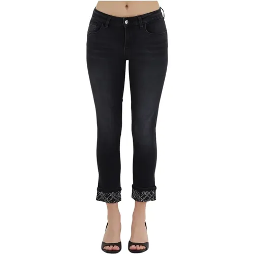 Damen Skinny Jeans mit Strass-Manschetten , Damen, Größe: W28 - Liu Jo - Modalova