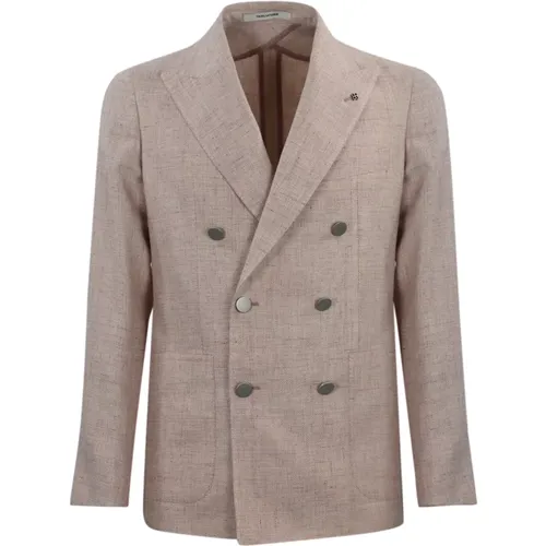Linen Cotton Double-Breasted Jacket , male, Sizes: L, M, S, XL - Tagliatore - Modalova