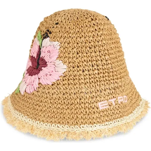 Floral Embroidered Raffia Bucket Hat , female, Sizes: S, M - ETRO - Modalova