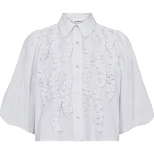 Ruffle Puff Shirt Bluse Weiß , Damen, Größe: L - Co'Couture - Modalova