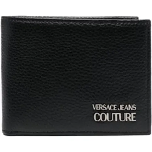 Leather Wallet with Logo Plaque , male, Sizes: ONE SIZE - Versace Jeans Couture - Modalova