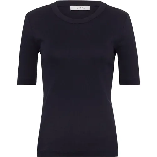 Bequemes Baumwoll-T-Shirt in Marineblau , Damen, Größe: 2XL - IVY OAK - Modalova