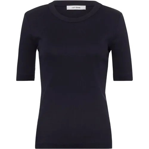 Bequemes Baumwoll-T-Shirt in Marineblau , Damen, Größe: XS - IVY OAK - Modalova