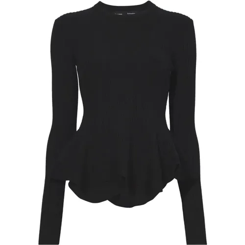 Gerippter Peplum-Pullover in Schwarz - Proenza Schouler - Modalova