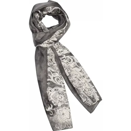 Printed Silk Scarf Dark Grey , female, Sizes: ONE SIZE - Gustav - Modalova