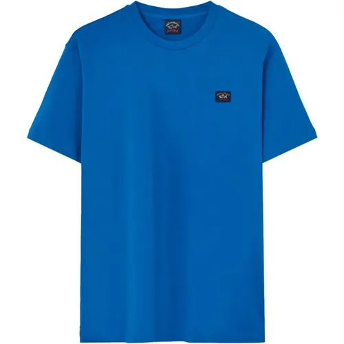 Blaues Hemd mit Besticktem Logo , Herren, Größe: M - PAUL & SHARK - Modalova