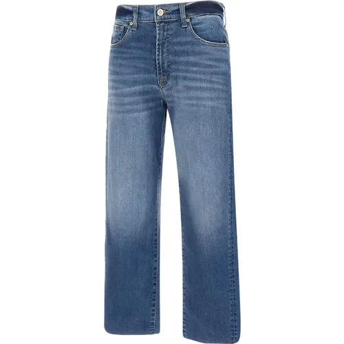 Heritage Denim Jeans Blau Blitz Gerader Schnitt , Damen, Größe: W29 - 7 For All Mankind - Modalova