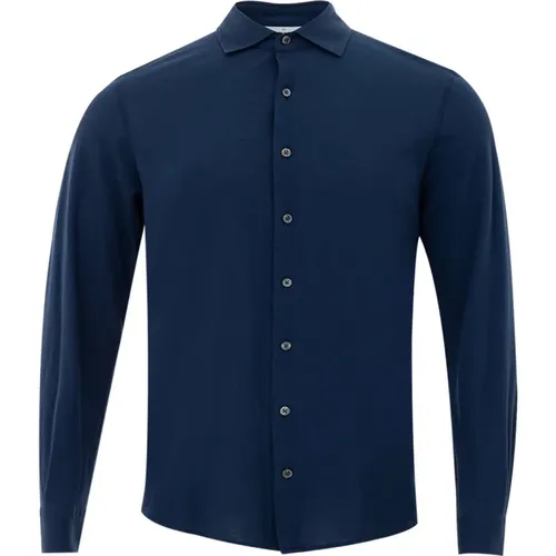 Blaues Langarmhemd , Herren, Größe: L - Gran Sasso - Modalova