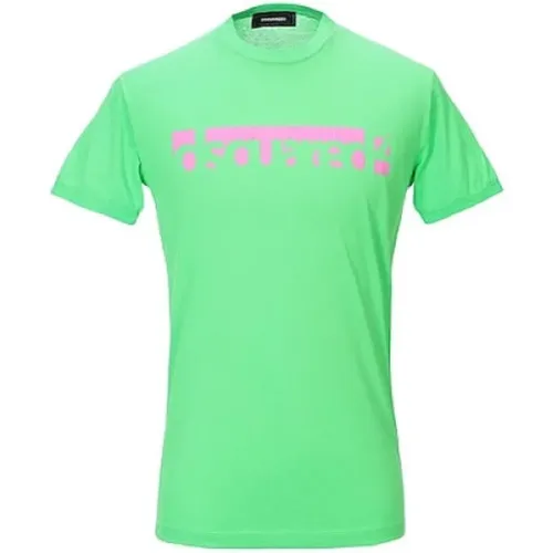 Grünes T-Shirt - Hergestellt in Italien , Herren, Größe: XL - Dsquared2 - Modalova