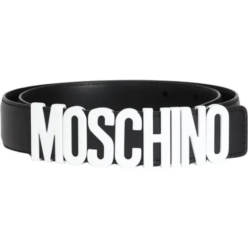 Schwarzer Gürtel mit Metalllogo , Herren, Größe: 2XL - Moschino - Modalova