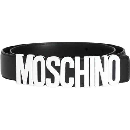 Schwarzer Gürtel mit Metalllogo , Herren, Größe: M - Moschino - Modalova