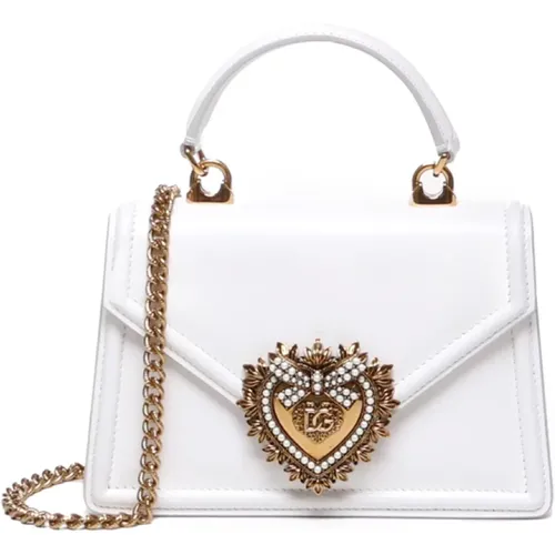 Calfskin Shoulder Bag with Jewel Heart , female, Sizes: ONE SIZE - Dolce & Gabbana - Modalova