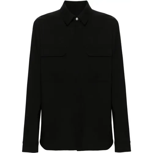 Wool Outershirt with Snap Closure , male, Sizes: M, L - Rick Owens - Modalova