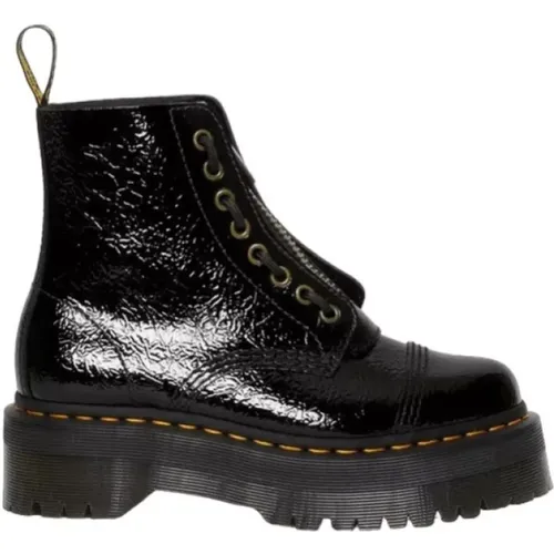 Schwarze Distressed Patent Stiefel , Damen, Größe: 40 EU - Dr. Martens - Modalova