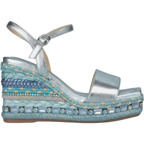 Rhinestone Wedge Sandal with Braided Detail , female, Sizes: 6 UK, 4 UK, 7 UK, 5 UK - Alma en Pena - Modalova