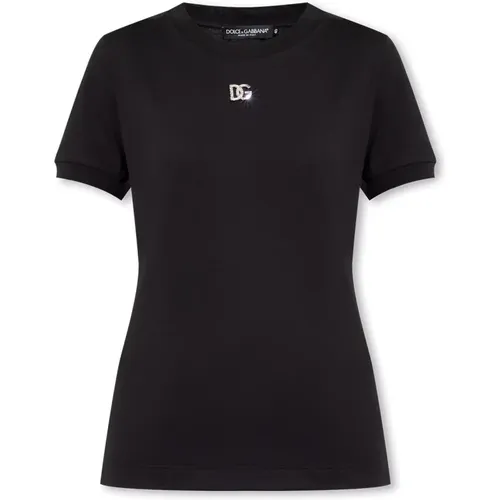 T-Shirt mit Logo , Damen, Größe: M - Dolce & Gabbana - Modalova