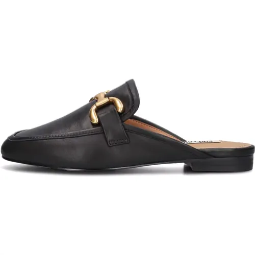 Schwarze Lederloafers mit Gold Detail - Bibi Lou - Modalova