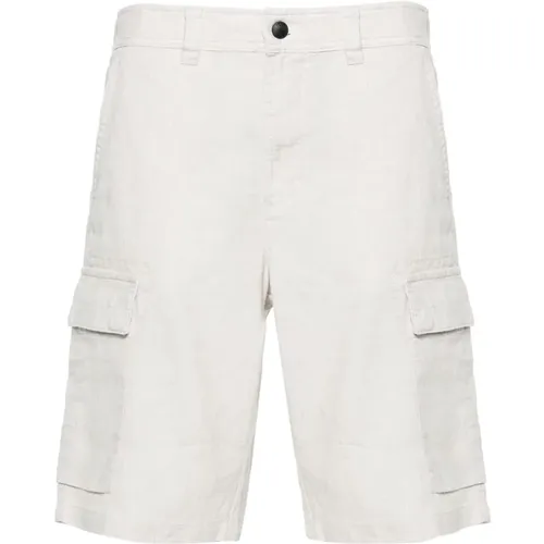 Cargo shorts in blended linen fabric , male, Sizes: L - Hugo Boss - Modalova