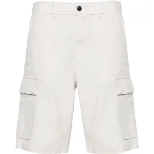 Cargo shorts in blended linen fabric , male, Sizes: L, XL, 2XL - Hugo Boss - Modalova