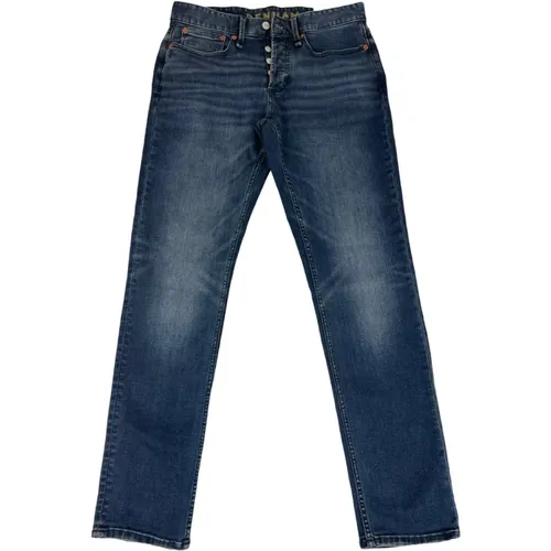 Slim Fit Dunkelblaue Jeans mit Knopfleiste - Denham - Modalova