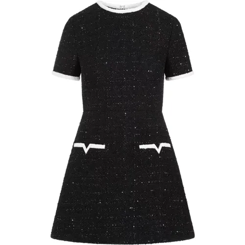 Schwarzes Glanz Tweed Mini Kleid - Valentino - Modalova