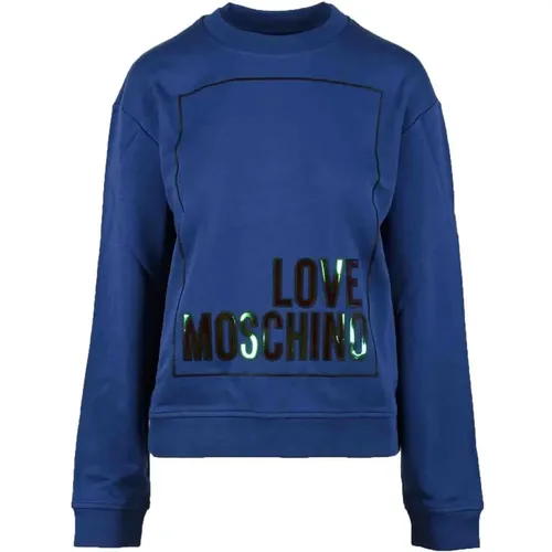 Gemütlicher Blauer Sweatshirt für Frauen , Damen, Größe: M - Love Moschino - Modalova