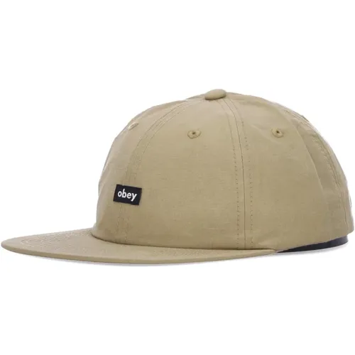 Bronze 6 Panel Strapback Flat Visor Cap , male, Sizes: ONE SIZE - Obey - Modalova